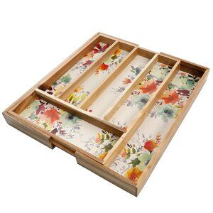 The Pioneer Woman Willow Acacia Wood Expandable Silverware Organizer, 18 x 13 In